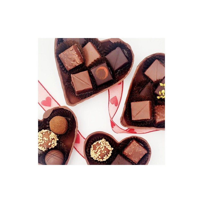 Grand cœur rocher chocolat au lait – 9 pralinés | Saint-Valentin
